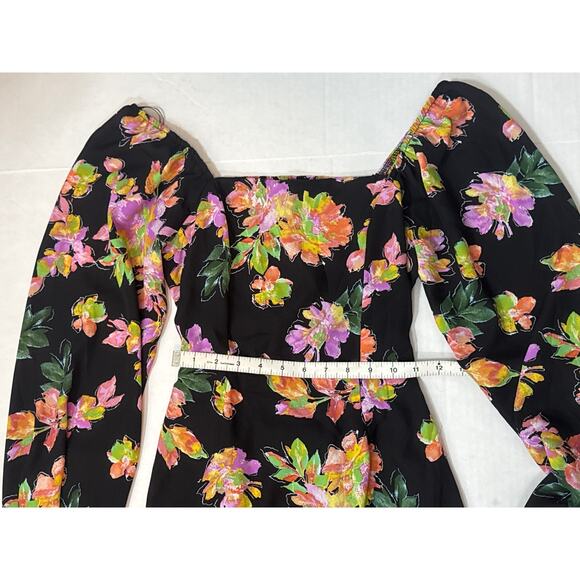 Nordstrom All in Favor Black Short Mini Tropical Floral Dress XS Party Going Out - Picture 12 of 12